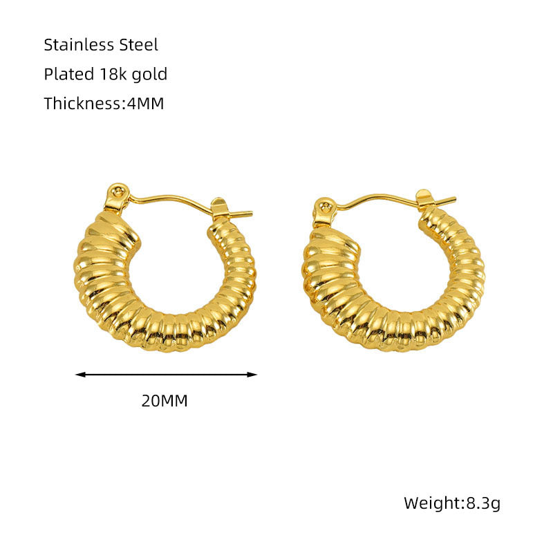 Wholesale titanium steel geometric 18K gold-plated earrings